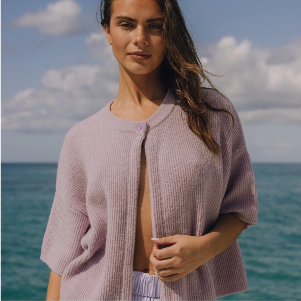 DAILY DRILLS Lavender Knit Cardigan
